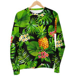 Black Hawaiian Pineapple Pattern Print Men's Crewneck Sweatshirt GearFrost