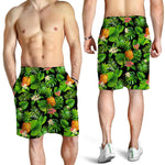 Black Hawaiian Pineapple Pattern Print Men's Shorts