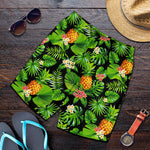 Black Hawaiian Pineapple Pattern Print Men's Shorts