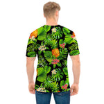 Black Hawaiian Pineapple Pattern Print Men's T-Shirt