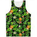 Black Hawaiian Pineapple Pattern Print Men's Tank Top