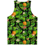 Black Hawaiian Pineapple Pattern Print Men's Tank Top
