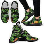 Black Hawaiian Pineapple Pattern Print Mesh Knit Shoes GearFrost