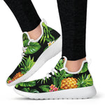 Black Hawaiian Pineapple Pattern Print Mesh Knit Shoes GearFrost