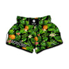 Black Hawaiian Pineapple Pattern Print Muay Thai Boxing Shorts