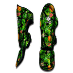 Black Hawaiian Pineapple Pattern Print Muay Thai Shin Guard