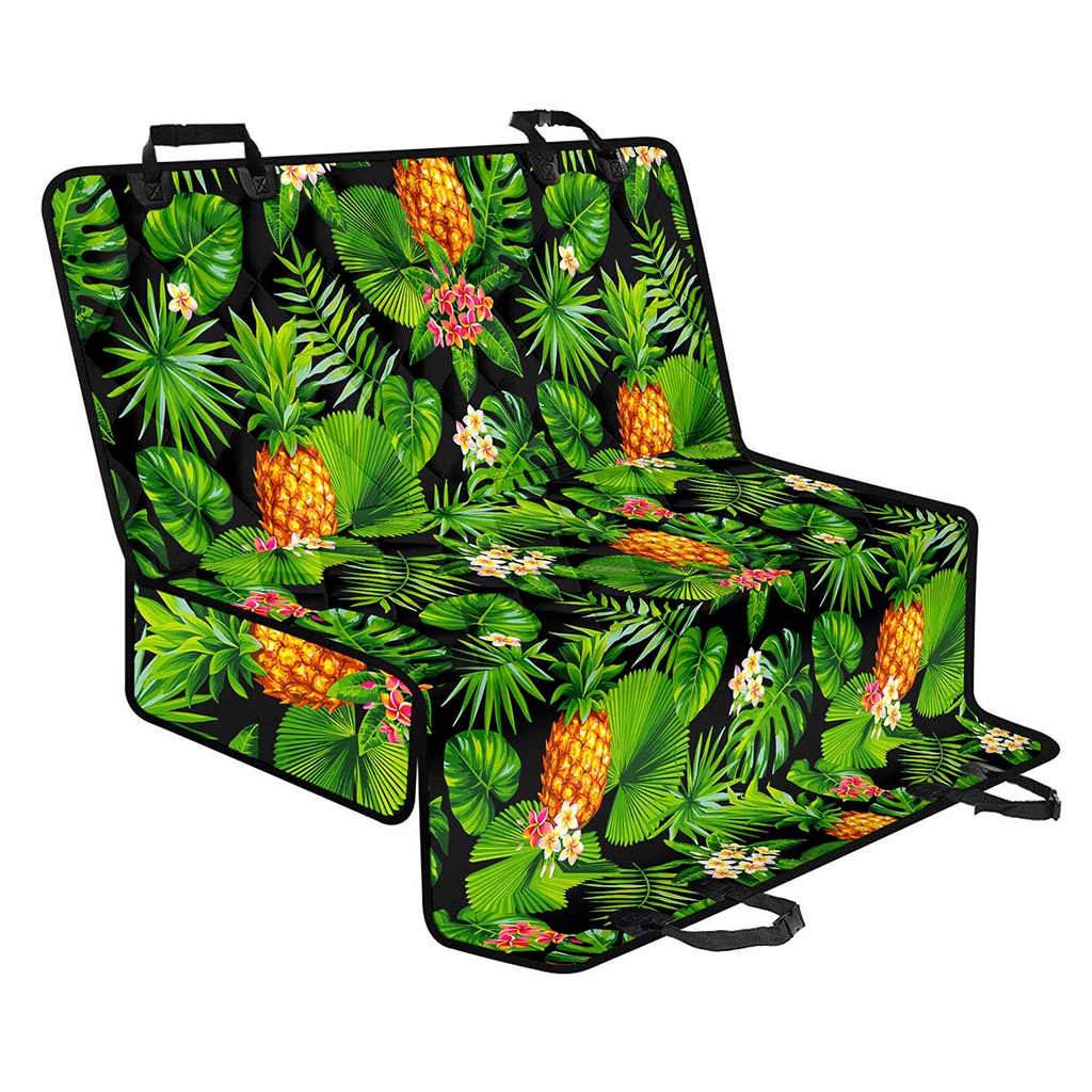 Black Hawaiian Pineapple Pattern Print Pet Car Back Seat Cover