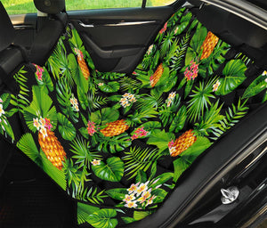 Black Hawaiian Pineapple Pattern Print Pet Car Back Seat Cover