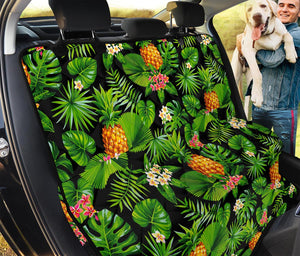 Black Hawaiian Pineapple Pattern Print Pet Car Back Seat Cover