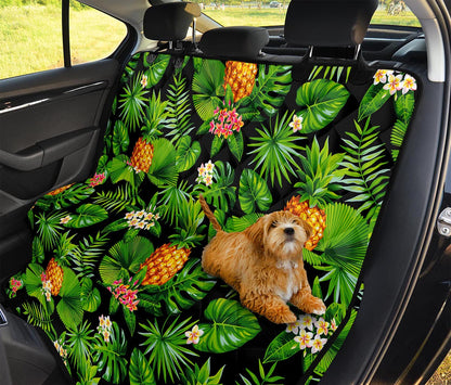 Black Hawaiian Pineapple Pattern Print Pet Car Back Seat Cover