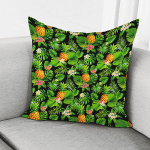 Black Hawaiian Pineapple Pattern Print Pillow Cover