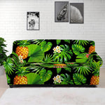 Black Hawaiian Pineapple Pattern Print Sofa Cover