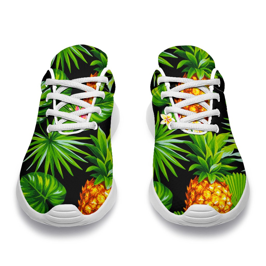 Black Hawaiian Pineapple Pattern Print Sport Shoes GearFrost