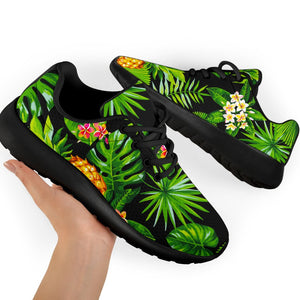 Black Hawaiian Pineapple Pattern Print Sport Shoes GearFrost