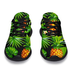 Black Hawaiian Pineapple Pattern Print Sport Shoes GearFrost