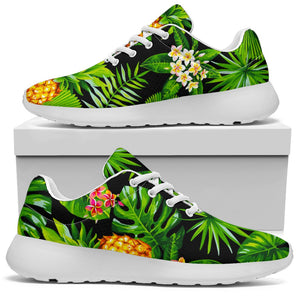 Black Hawaiian Pineapple Pattern Print Sport Shoes GearFrost