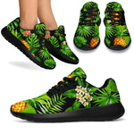 Black Hawaiian Pineapple Pattern Print Sport Shoes GearFrost