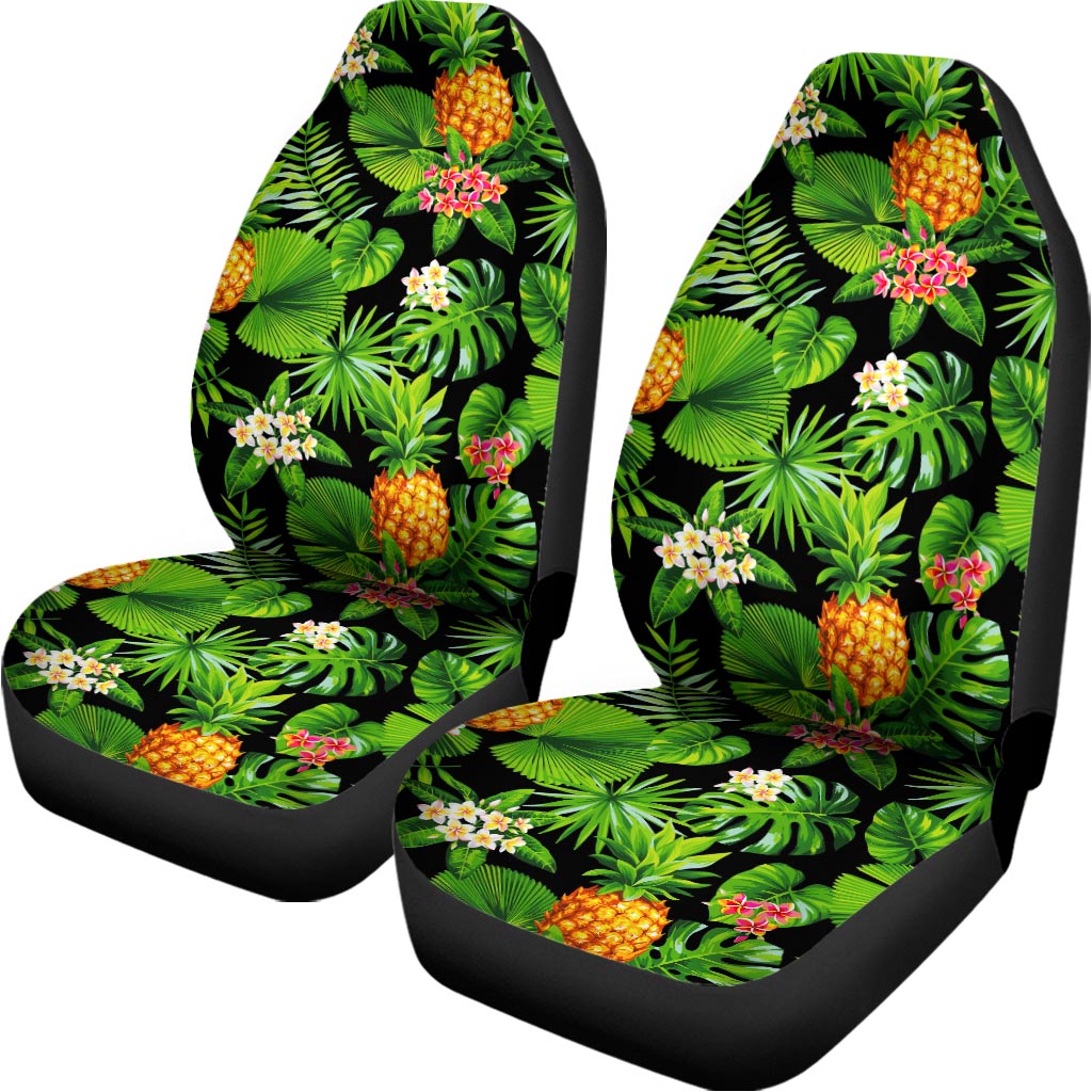 Black Hawaiian Pineapple Pattern Print Universal Fit Car Seat Covers