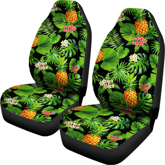 Black Hawaiian Pineapple Pattern Print Universal Fit Car Seat Covers