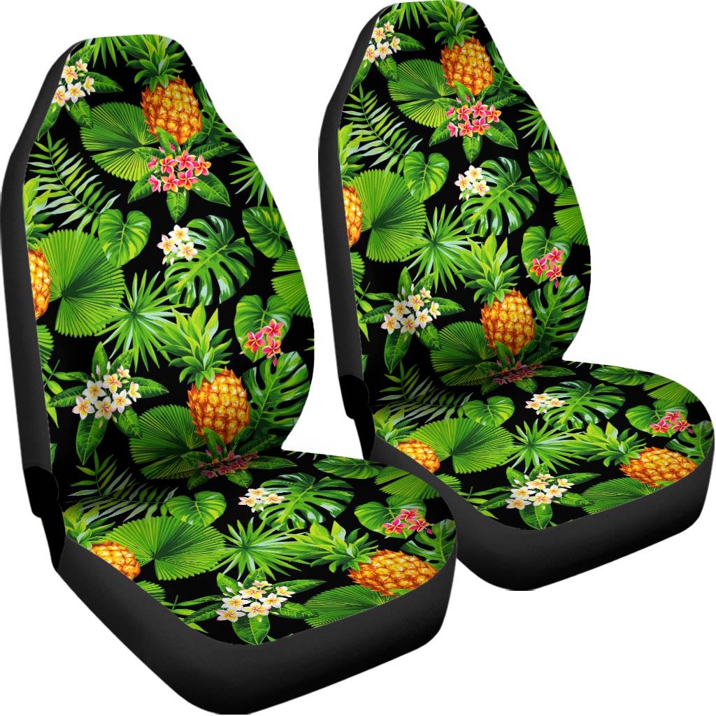 Black Hawaiian Pineapple Pattern Print Universal Fit Car Seat Covers