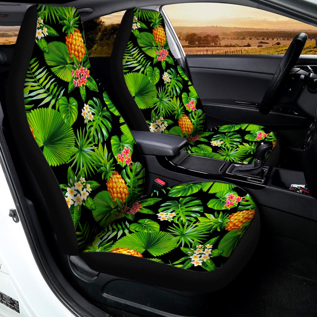 Black Hawaiian Pineapple Pattern Print Universal Fit Car Seat Covers