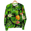 Black Hawaiian Pineapple Pattern Print Women's Crewneck Sweatshirt GearFrost