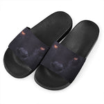 Black Jaguar Print Black Slide Sandals