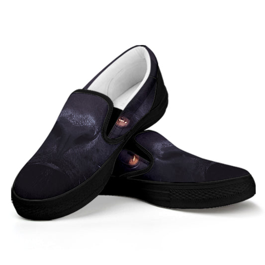Black Jaguar Print Black Slip On Shoes