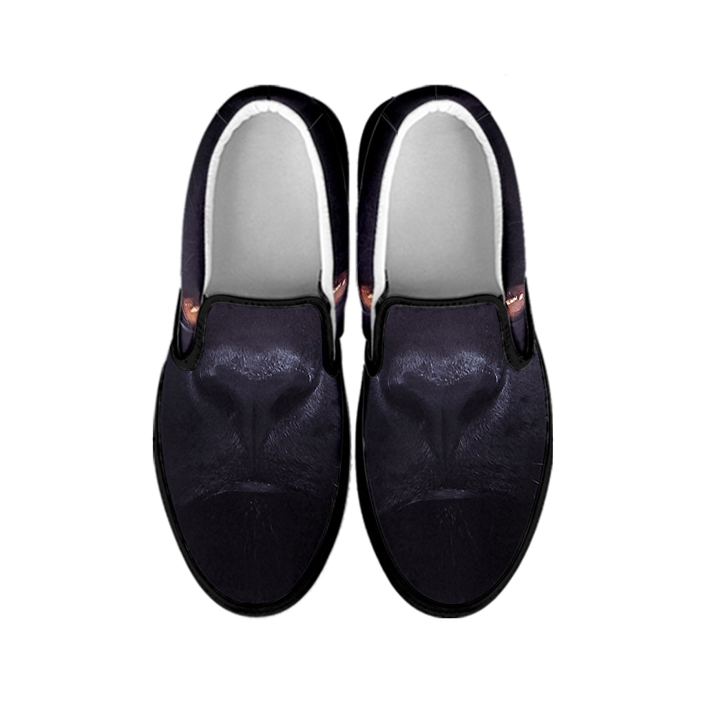 Black Jaguar Print Black Slip On Shoes