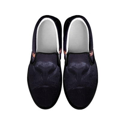 Black Jaguar Print Black Slip On Shoes