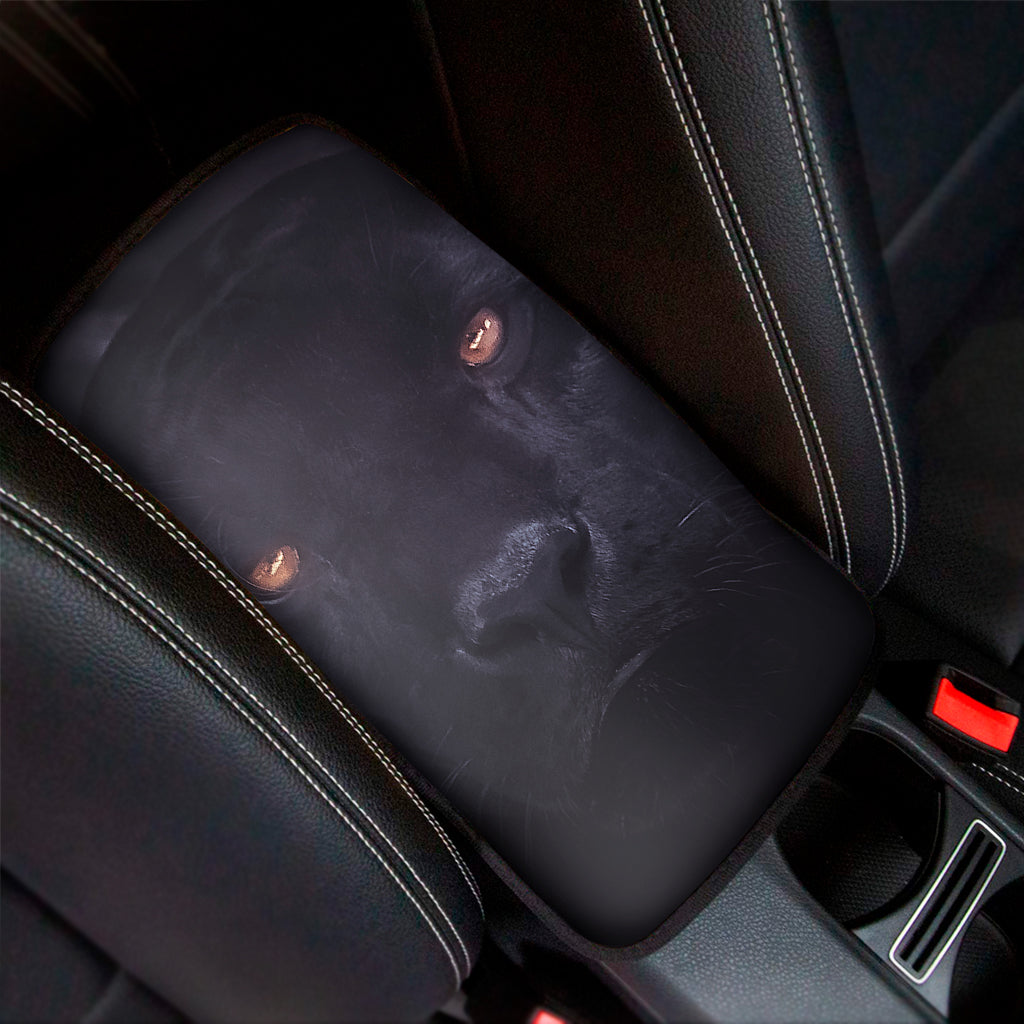 Black Jaguar Print Car Center Console Cover