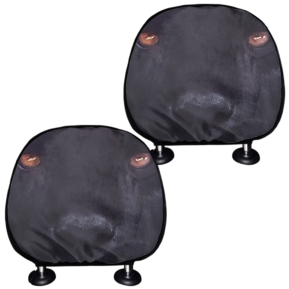 Black Jaguar Print Car Headrest Covers