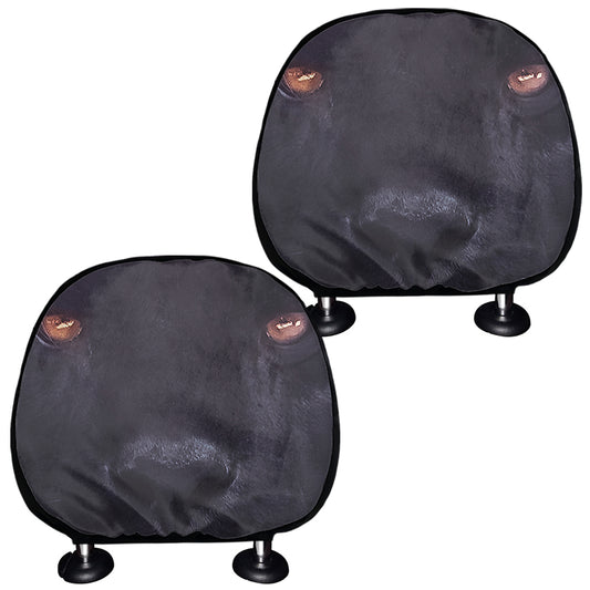 Black Jaguar Print Car Headrest Covers