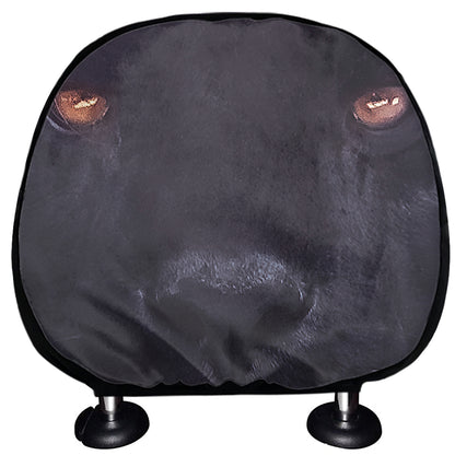Black Jaguar Print Car Headrest Covers