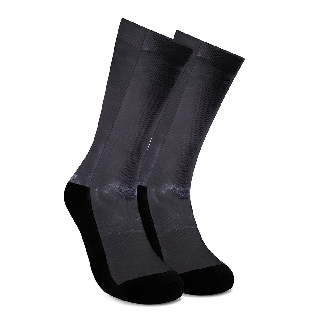 Black Jaguar Print Crew Socks