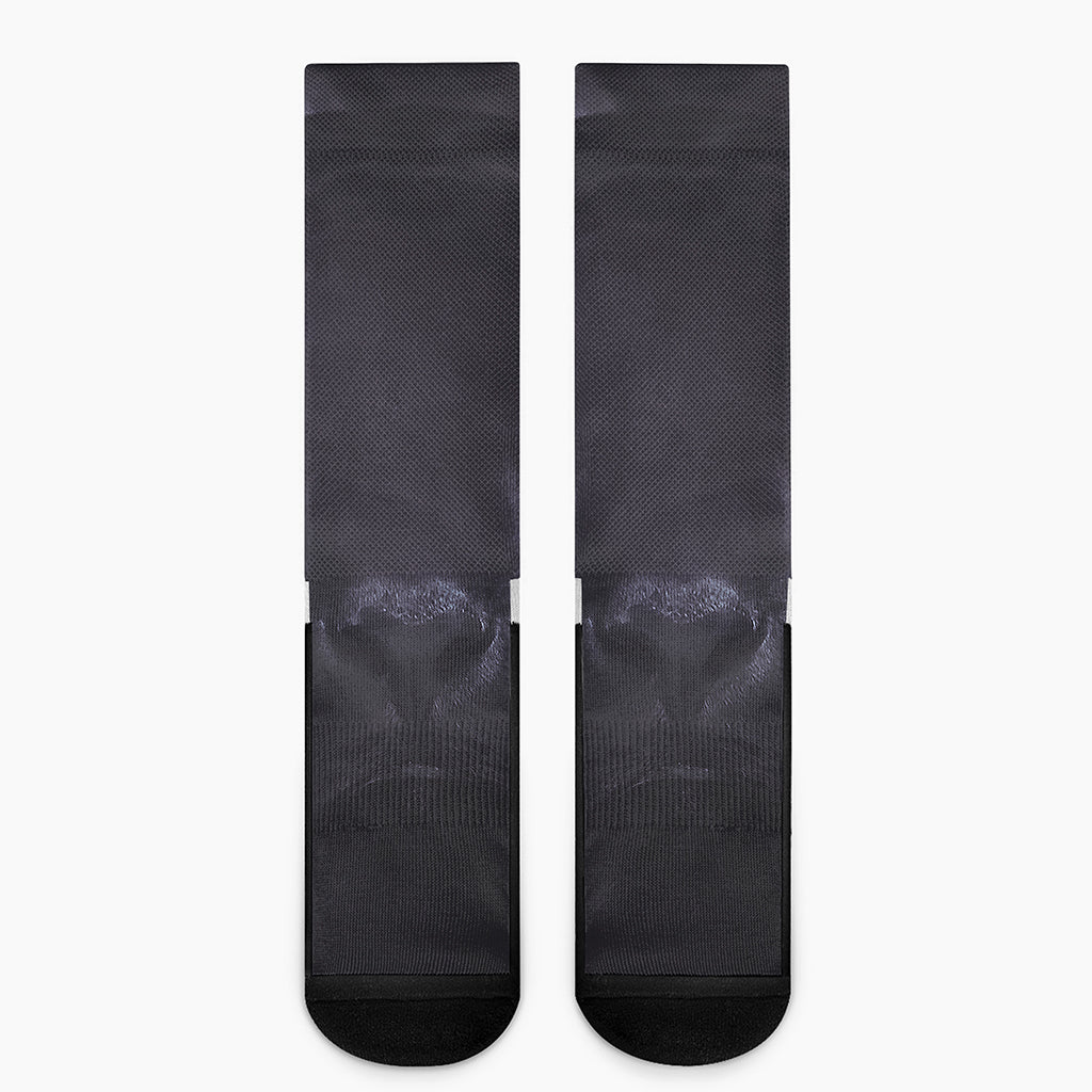 Black Jaguar Print Crew Socks