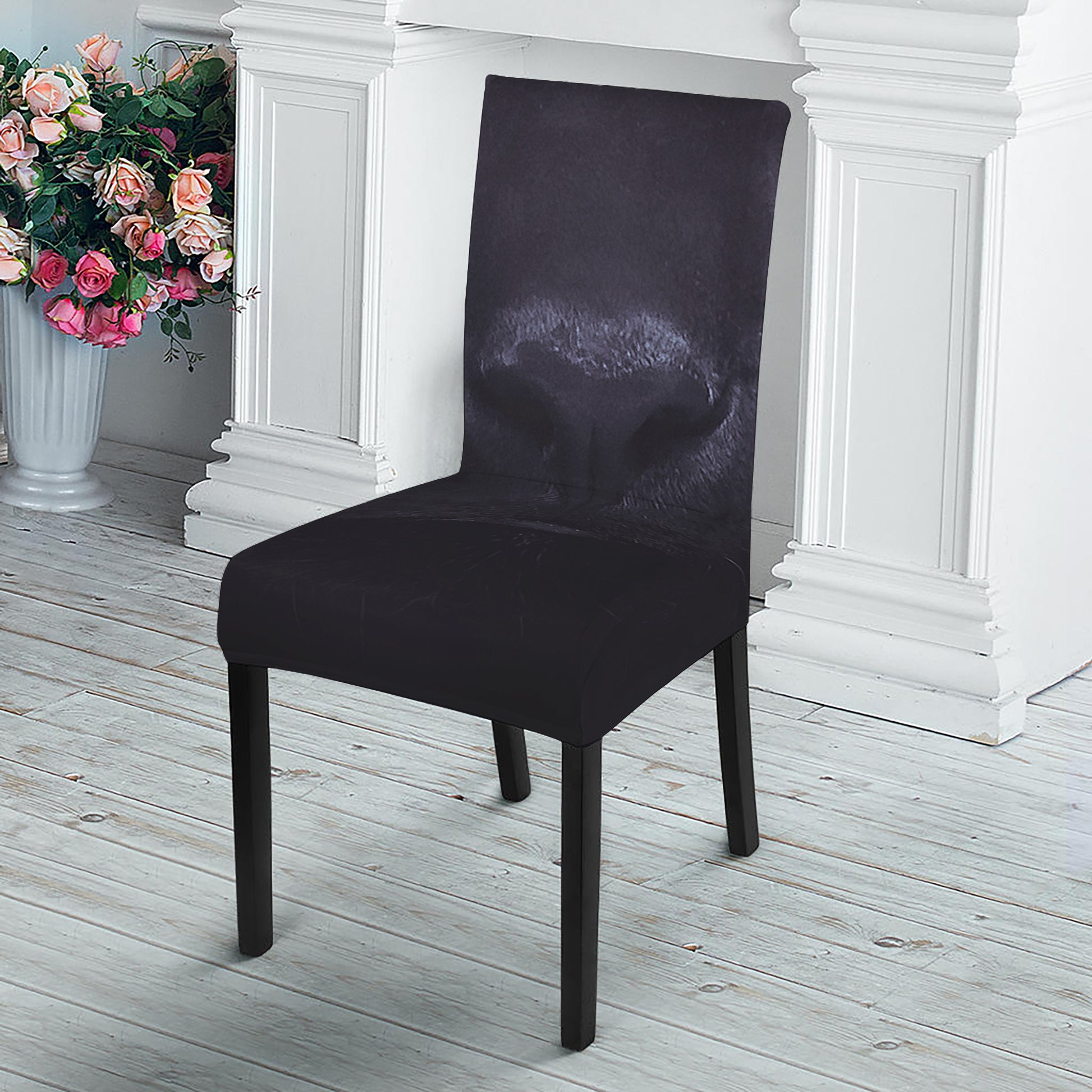 Black Jaguar Print Dining Chair Slipcover