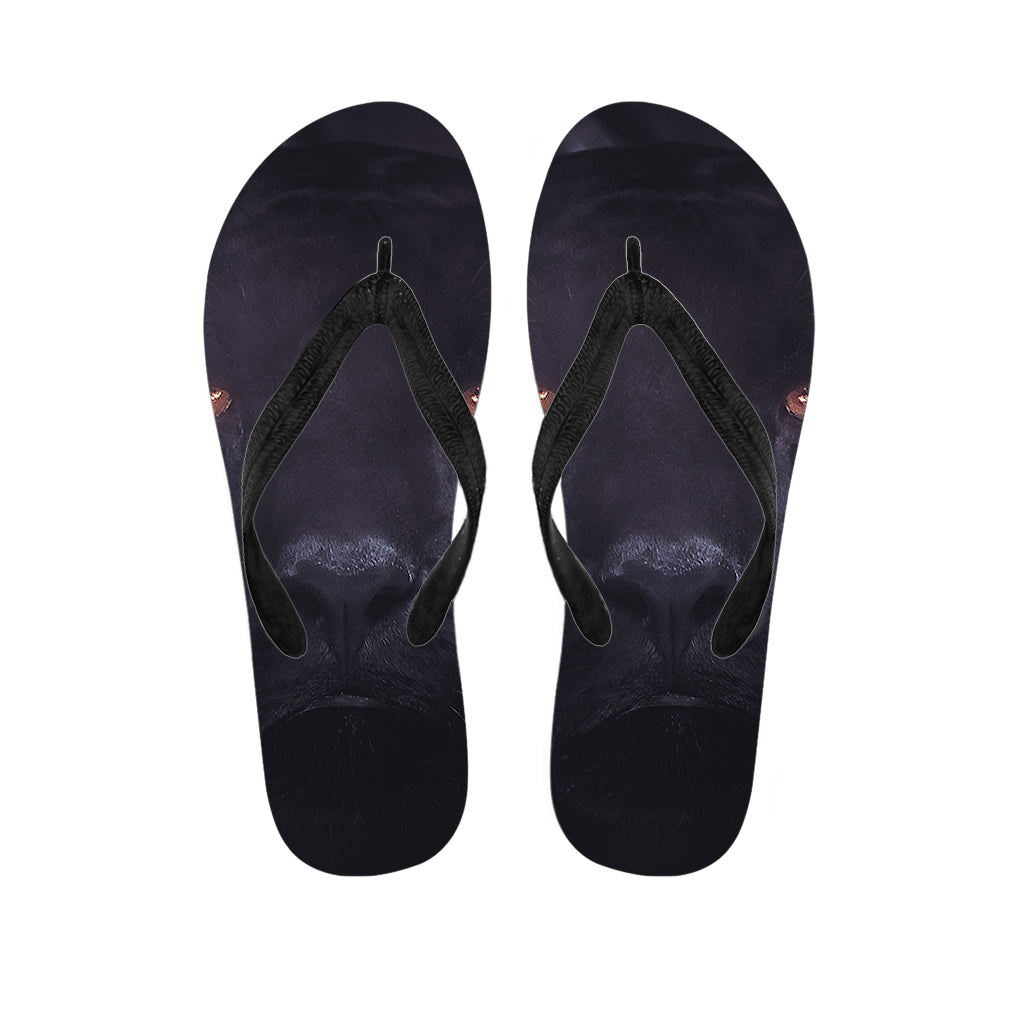 Black Jaguar Print Flip Flops