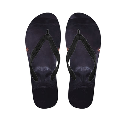 Black Jaguar Print Flip Flops