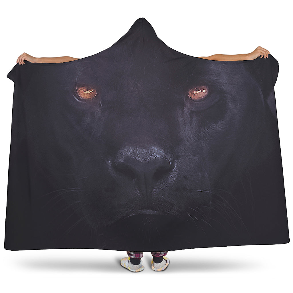 Black Jaguar Print Hooded Blanket