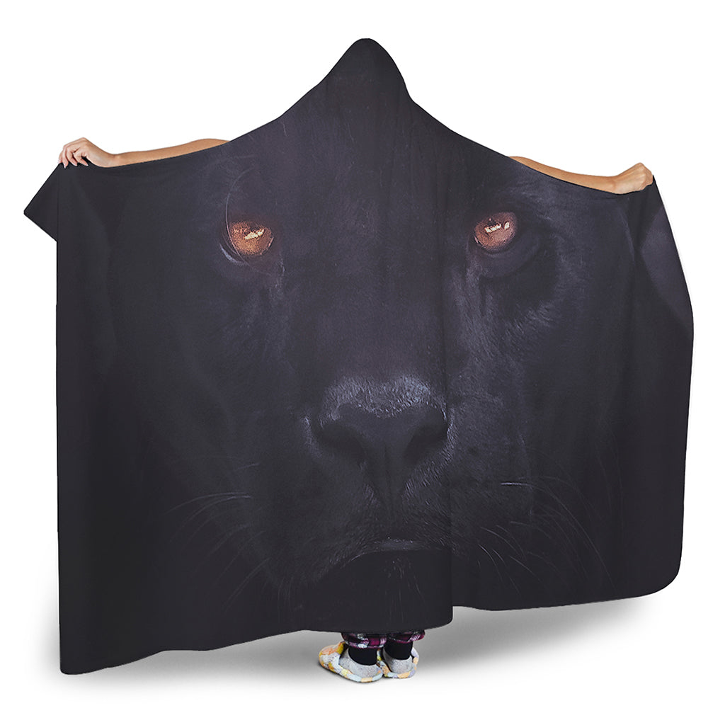 Black Jaguar Print Hooded Blanket