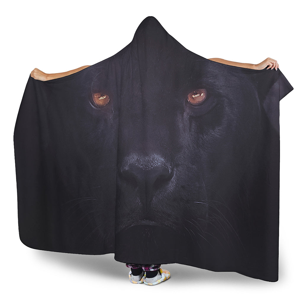 Black Jaguar Print Hooded Blanket