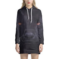 Black Jaguar Print Pullover Hoodie Dress