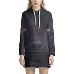 Black Jaguar Print Hoodie Dress