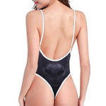 Black Jaguar Print One Piece High Cut Swimsuit