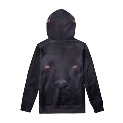 Black Jaguar Print Pullover Hoodie