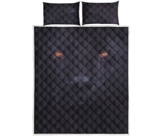Black Jaguar Print Quilt Bed Set