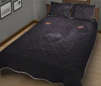 Black Jaguar Print Quilt Bed Set