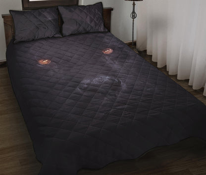 Black Jaguar Print Quilt Bed Set