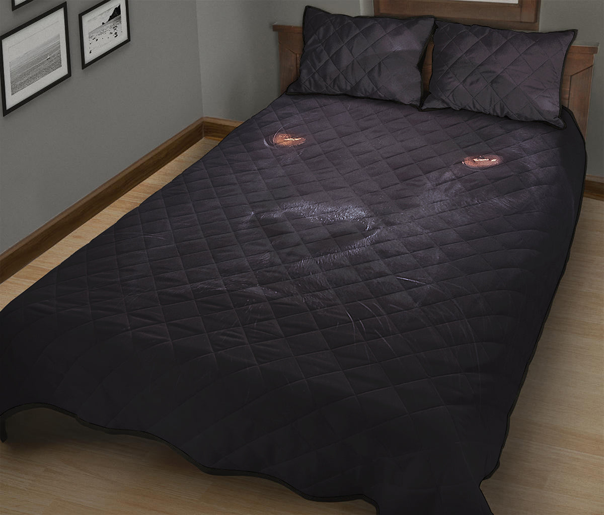 Black Jaguar Print Quilt Bed Set